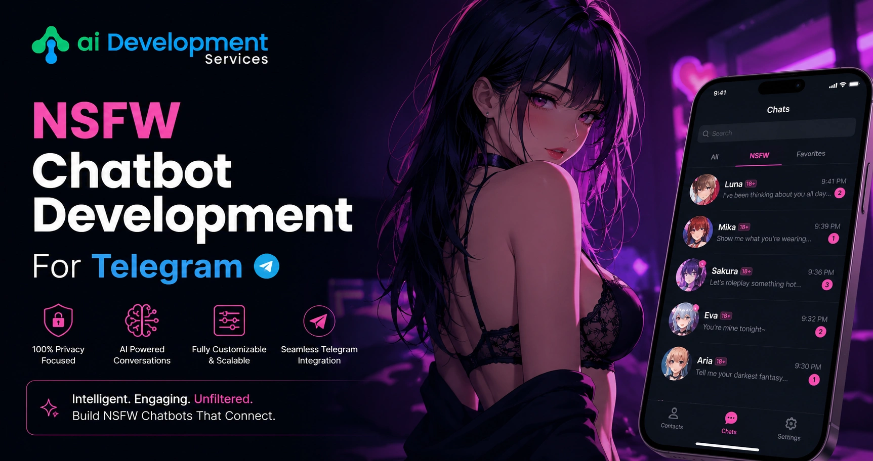 Premium AI NSFW Chatbot Development for Telegram